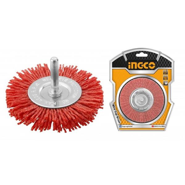 SPAZZOLA CIRCOLARE NYLON E GAMBO MM 100 INGCO